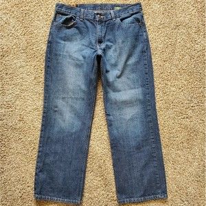 Timberland Relaxed Fit Mens Blue Jeans Dark Wash Bootcut Size 34x30 100% Cotton